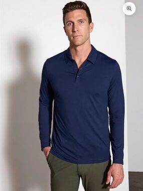 MPG Men's Long Sleeve Polo Shirt - Navy